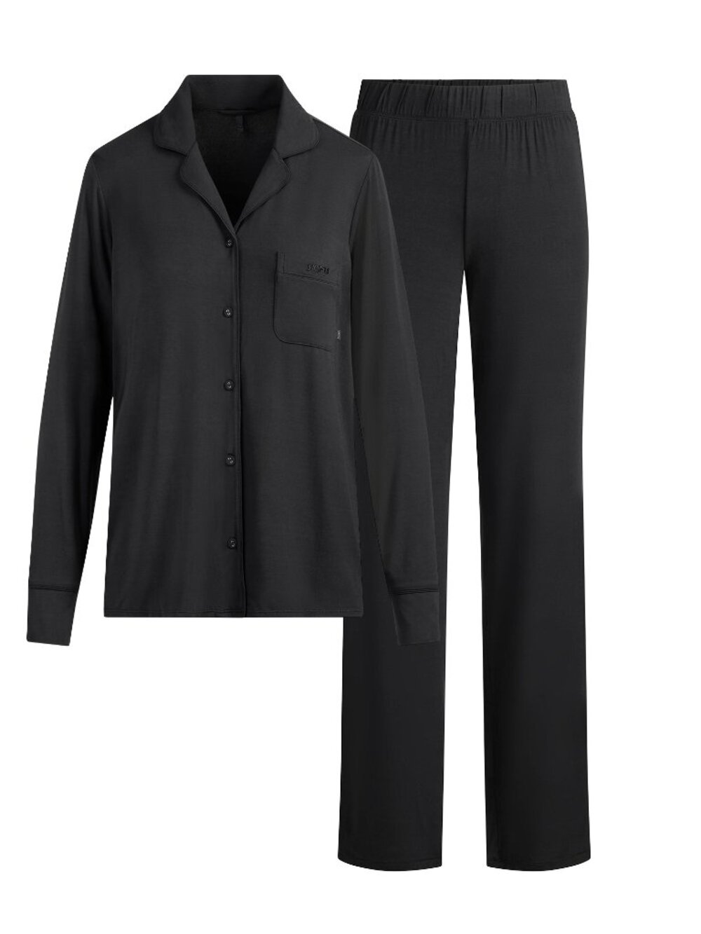 SKIMS Sleep Long Sleeve Button Up Set Onyx Size M NWT